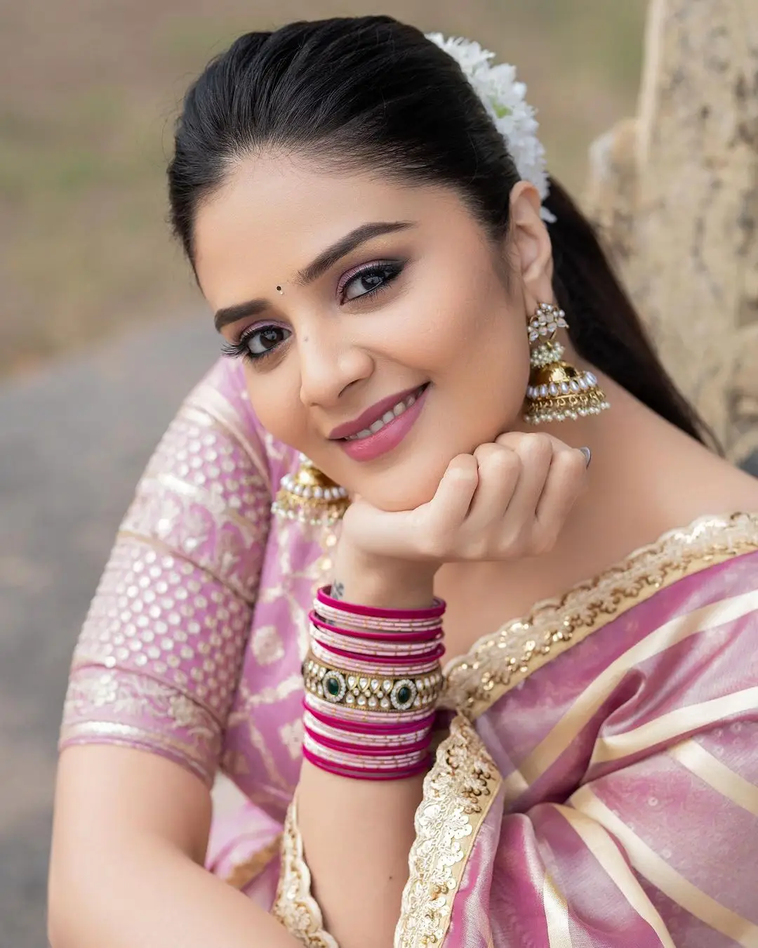 ZeeTV Actress Sreemukhi in Pink Lehenga Choli